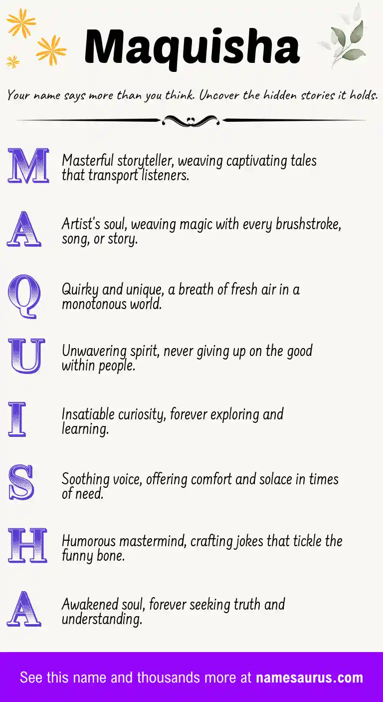 Acrostic poem about Maquisha.
