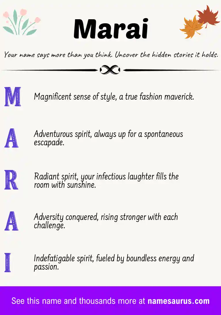Acrostic poem about Marai.