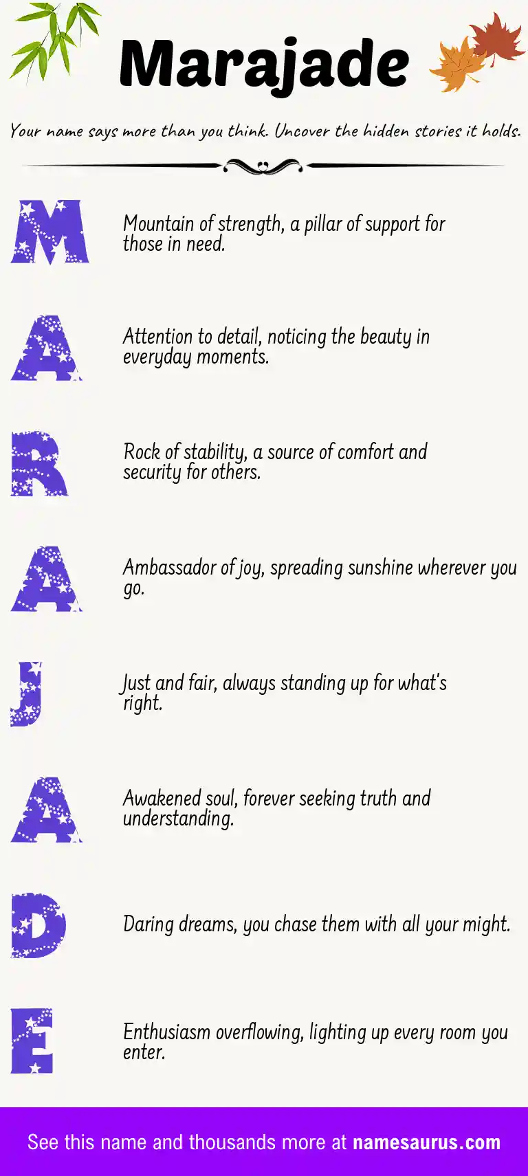 Acrostic poem about Marajade.