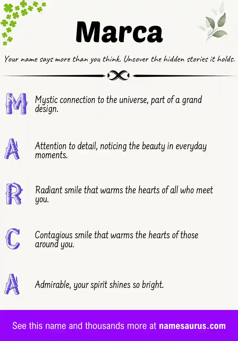 Acrostic poem about Marca.
