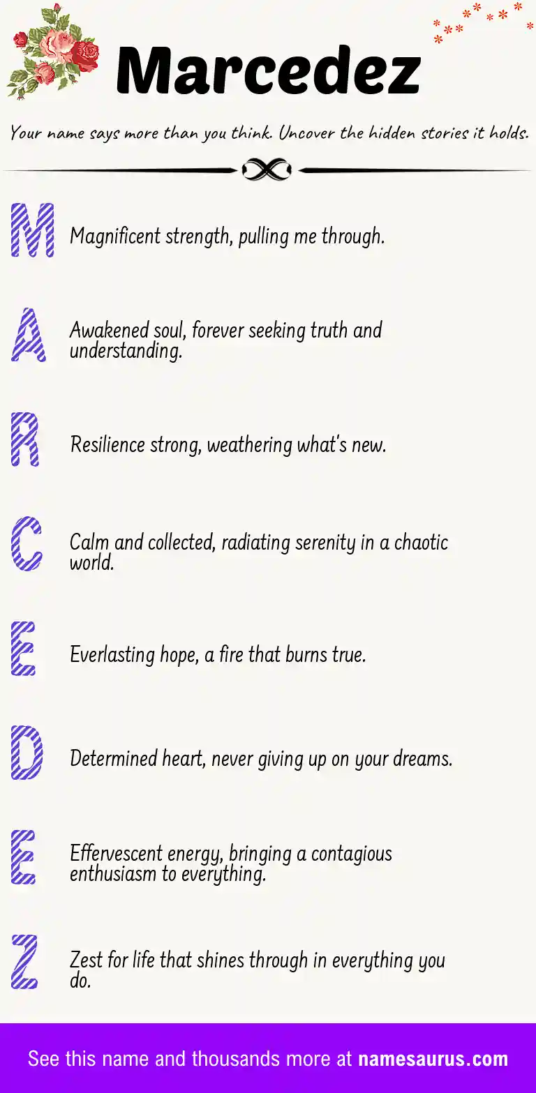 Acrostic poem about Marcedez.