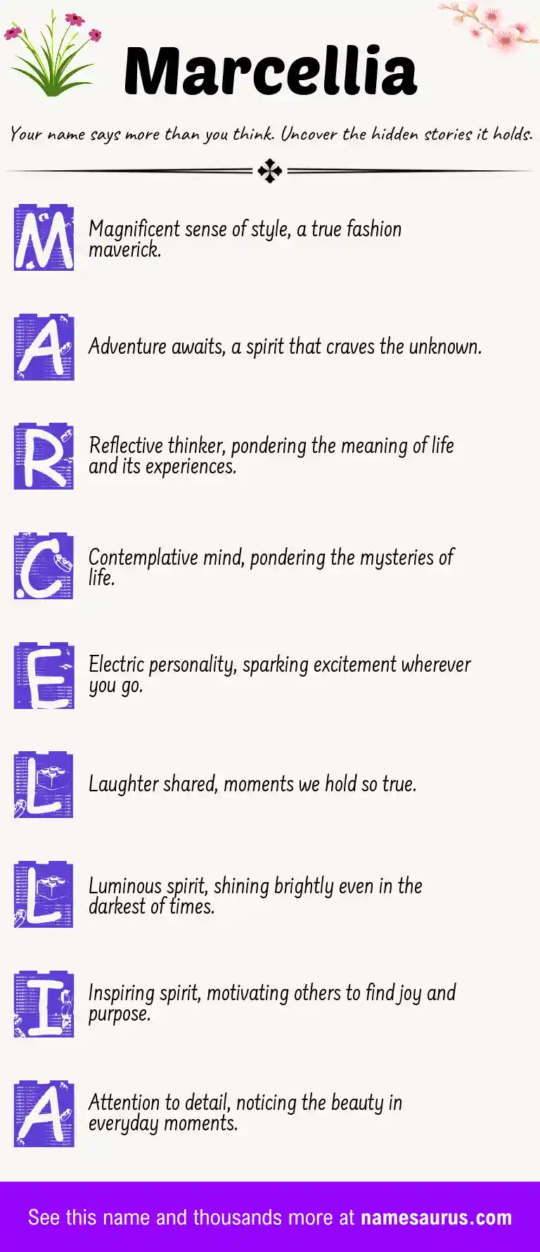 Acrostic poem about Marcellia.