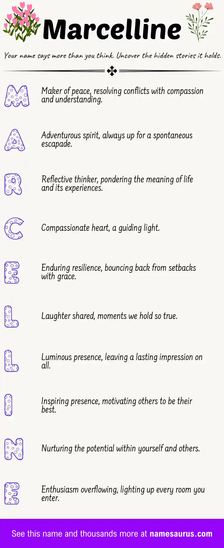 Acrostic poem about Marcelline.