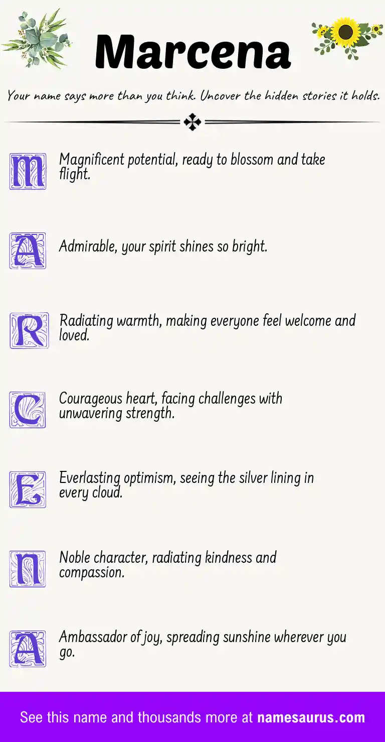 Acrostic poem about Marcena.
