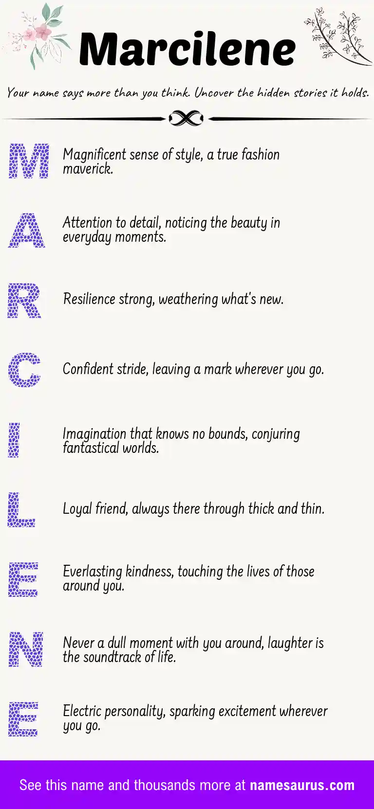 Acrostic poem about Marcilene.