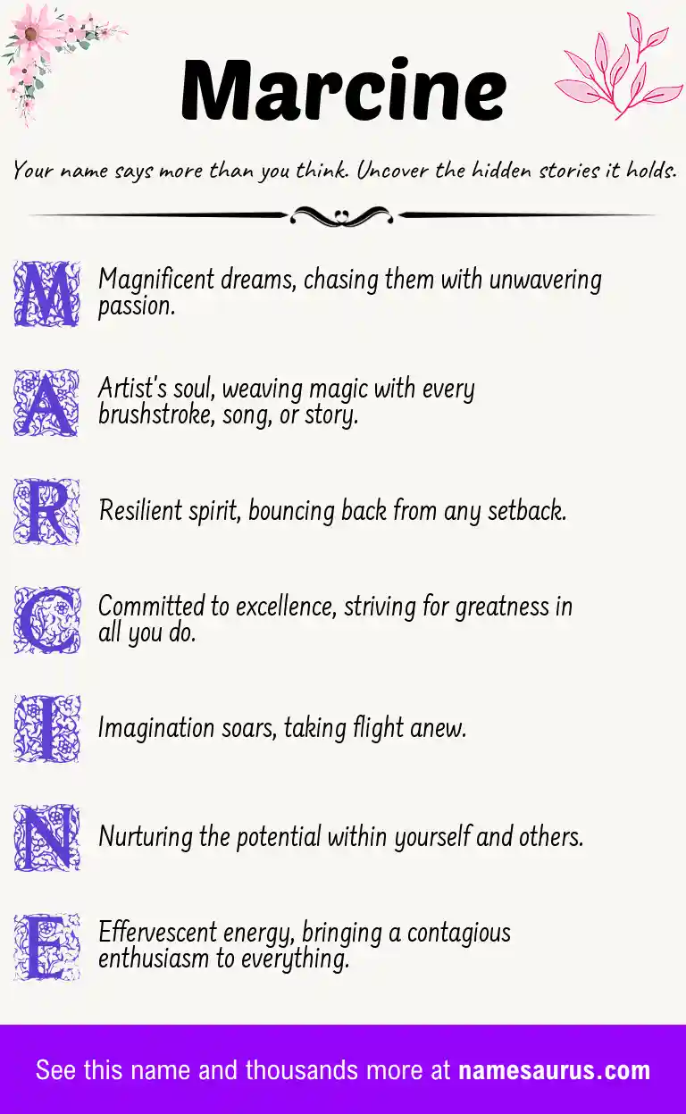 Acrostic poem about Marcine.