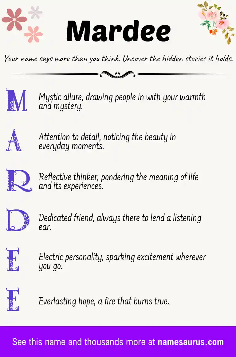 Acrostic poem about Mardee.