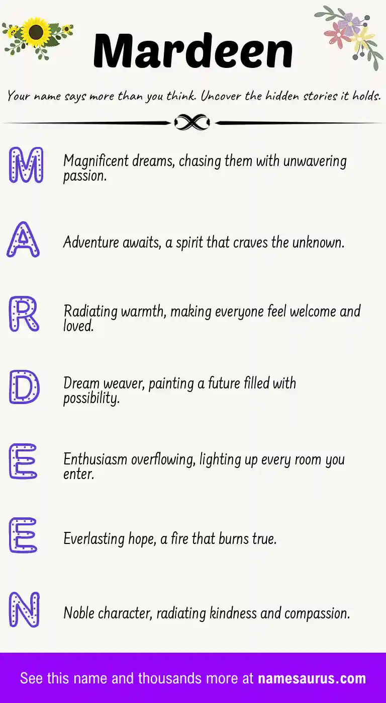 Acrostic poem about Mardeen.