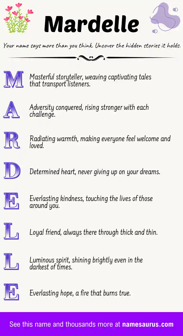 Acrostic poem about Mardelle.