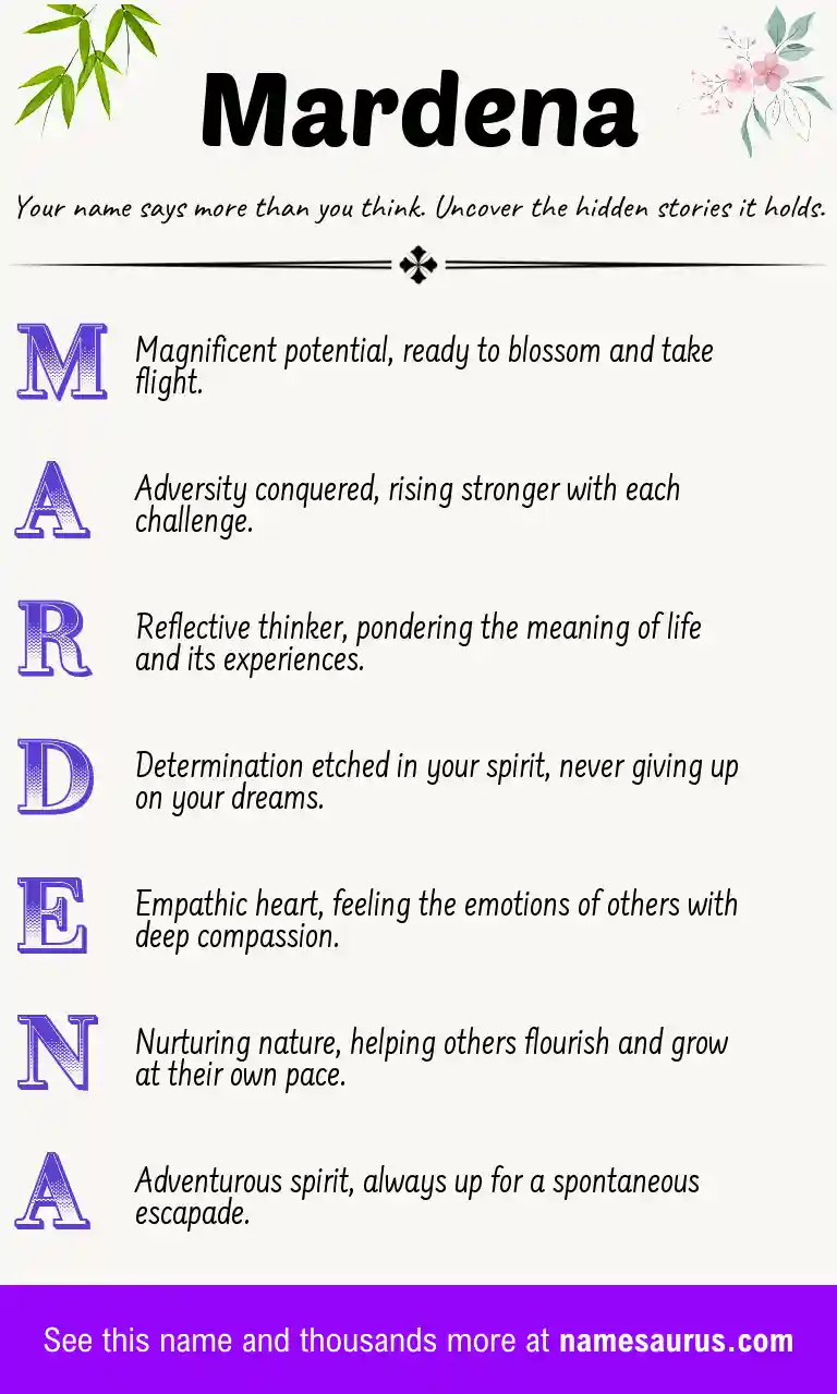 Acrostic poem about Mardena.