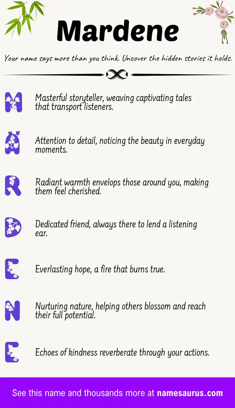 Acrostic poem about Mardene.