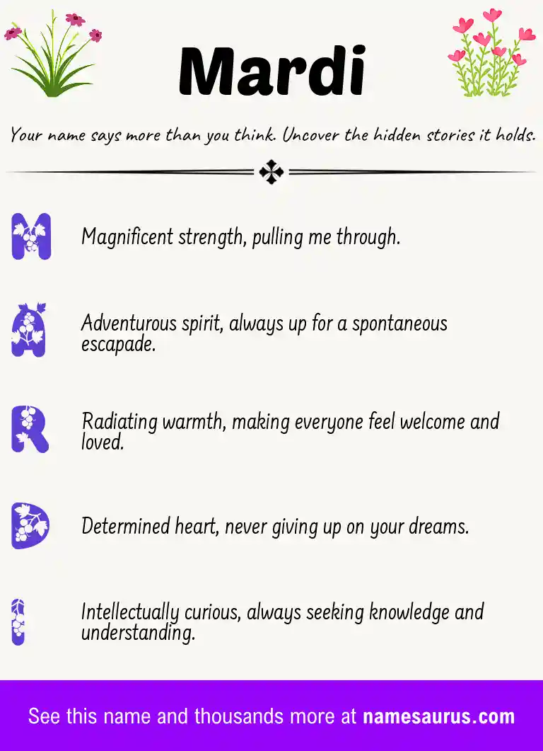 Acrostic poem about Mardi.