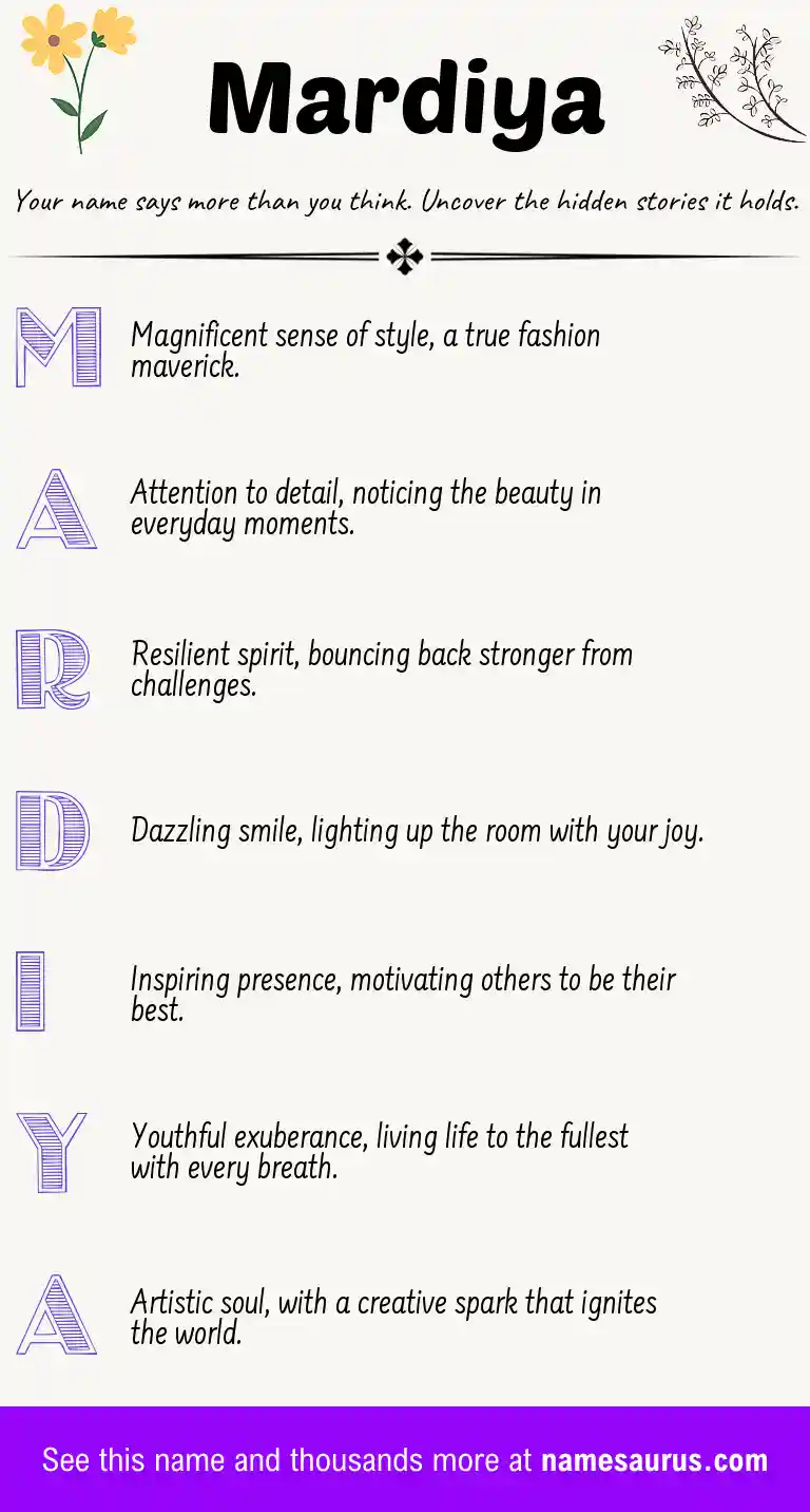 Acrostic poem about Mardiya.