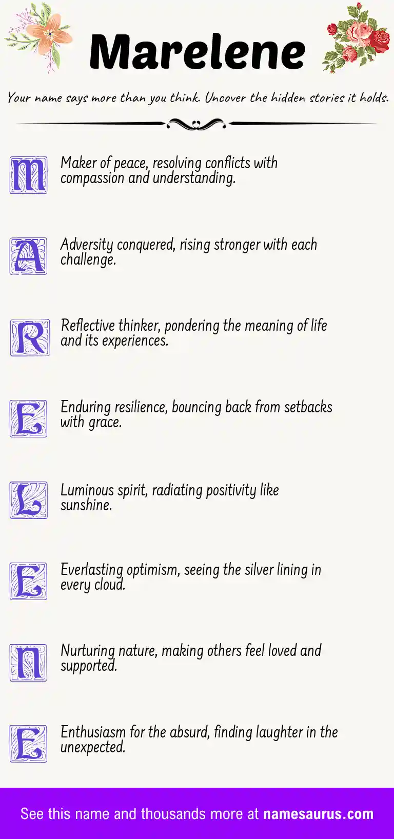 Acrostic poem about Marelene.