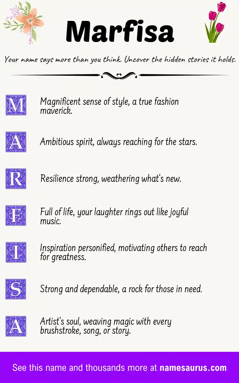 Acrostic poem about Marfisa.