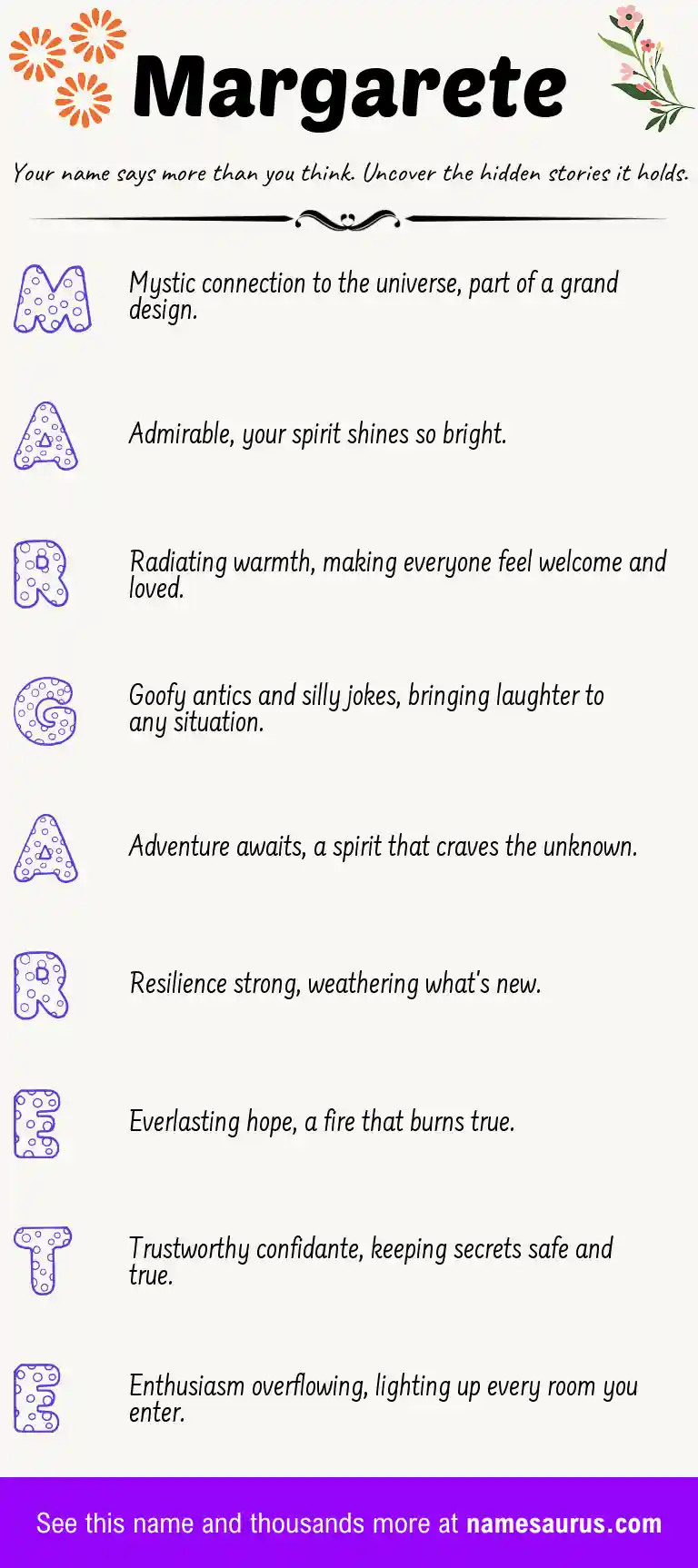 Acrostic poem about Margarete.