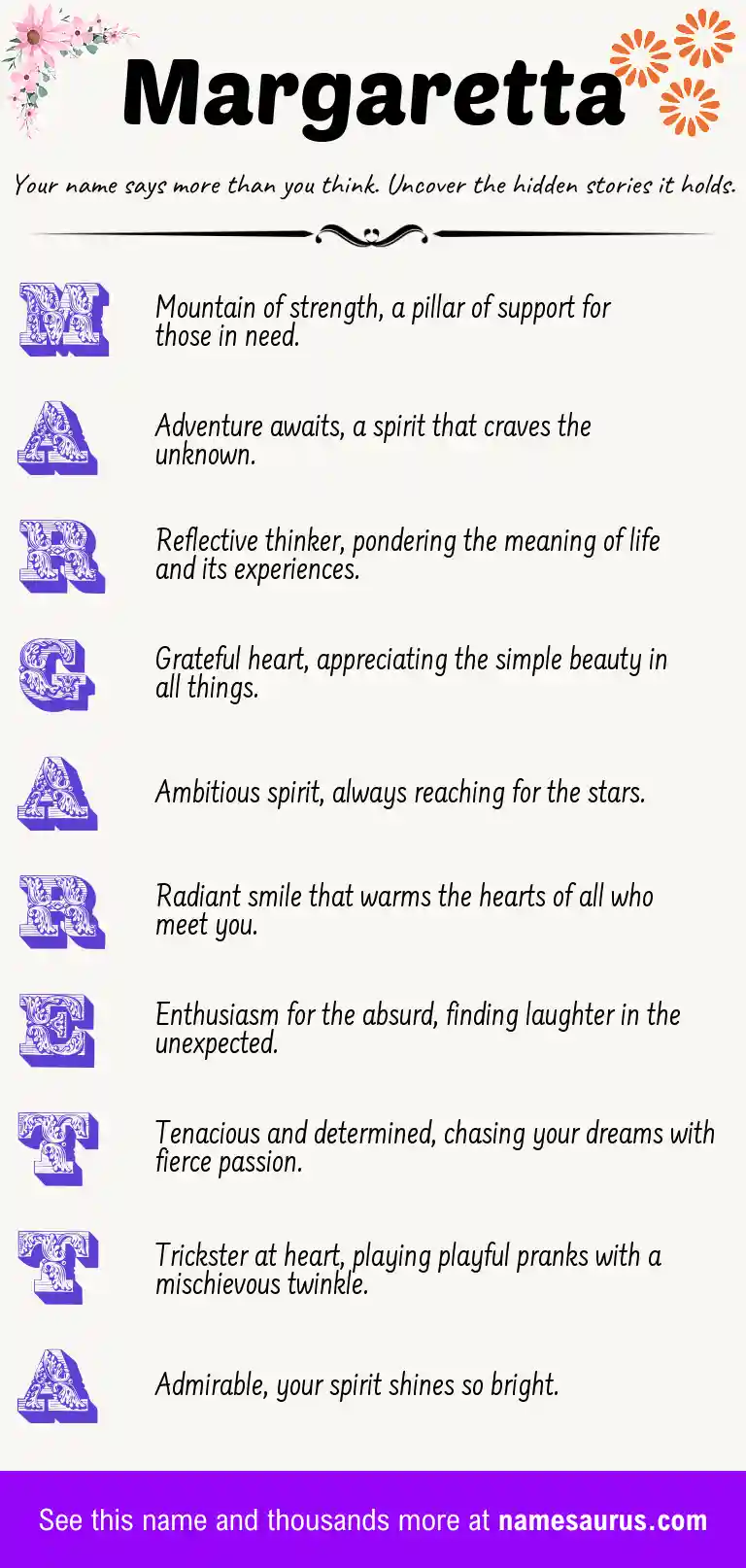 Acrostic poem about Margaretta.