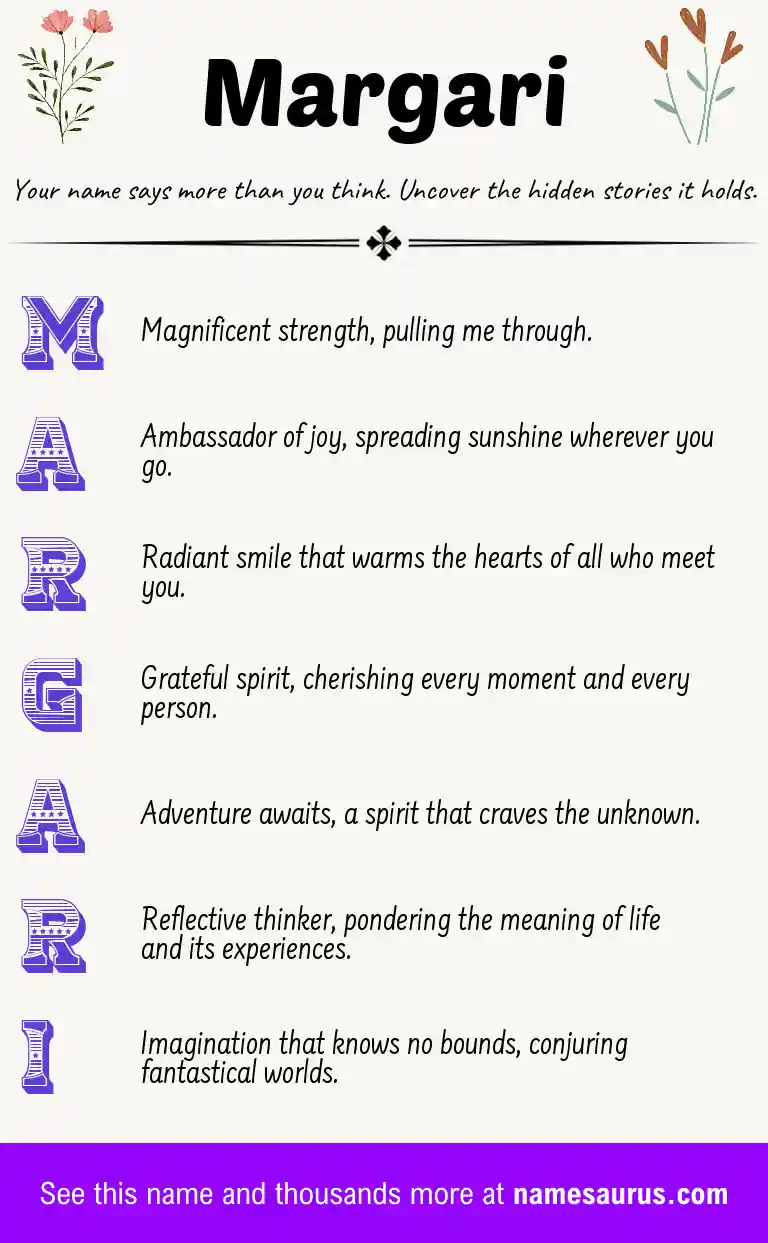Acrostic poem about Margari.