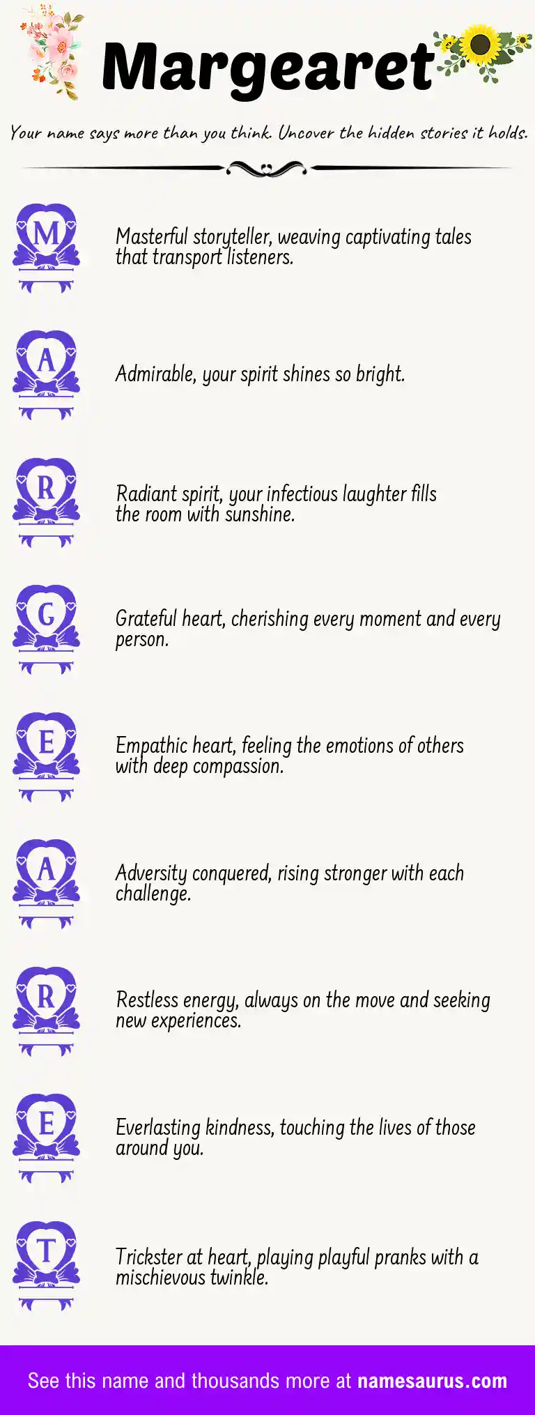 Acrostic poem about Margearet.