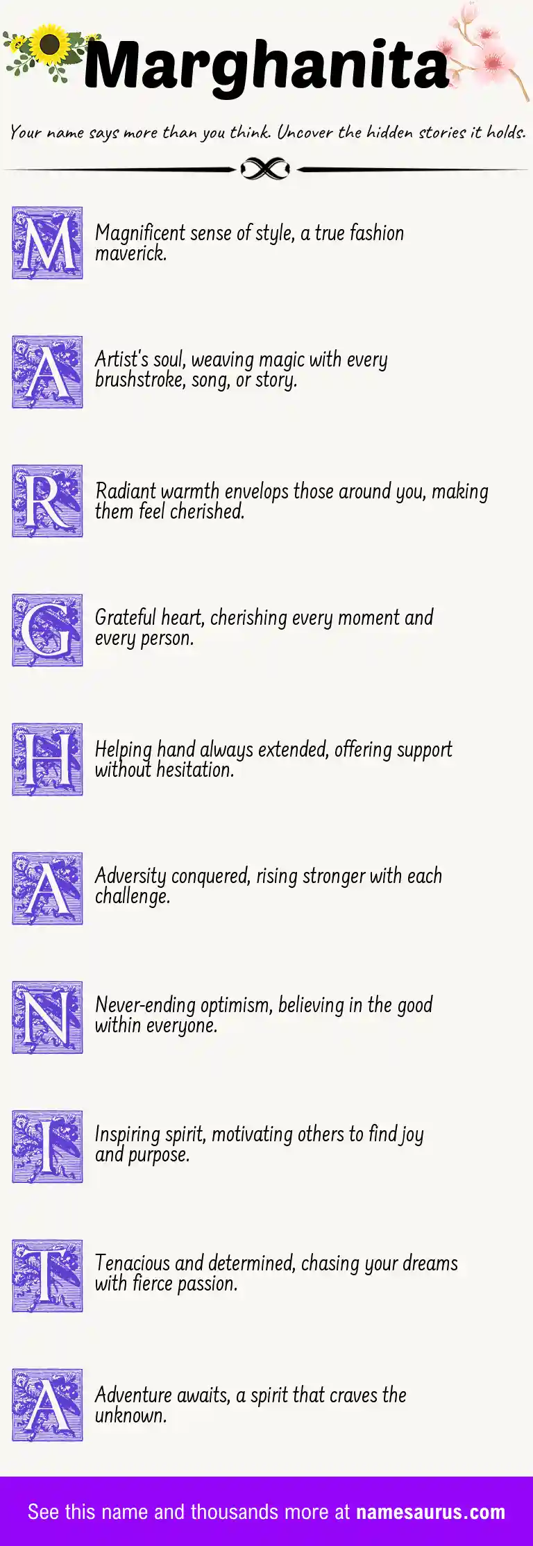 Acrostic poem about Marghanita.