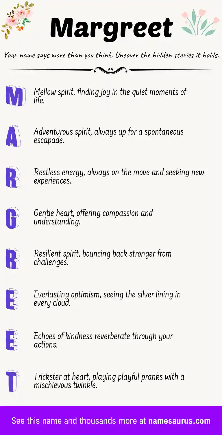Acrostic poem about Margreet.