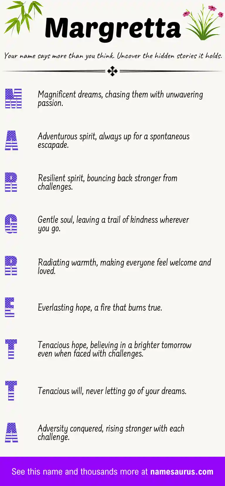 Acrostic poem about Margretta.