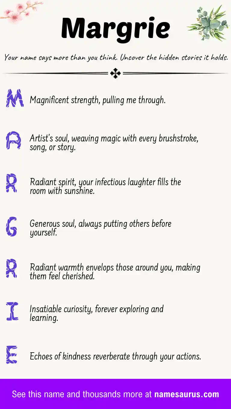 Acrostic poem about Margrie.