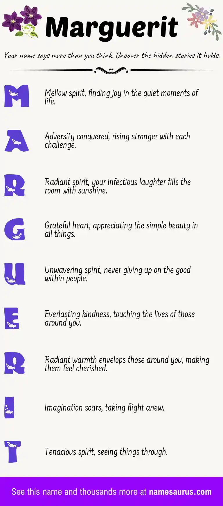 Acrostic poem about Marguerit.