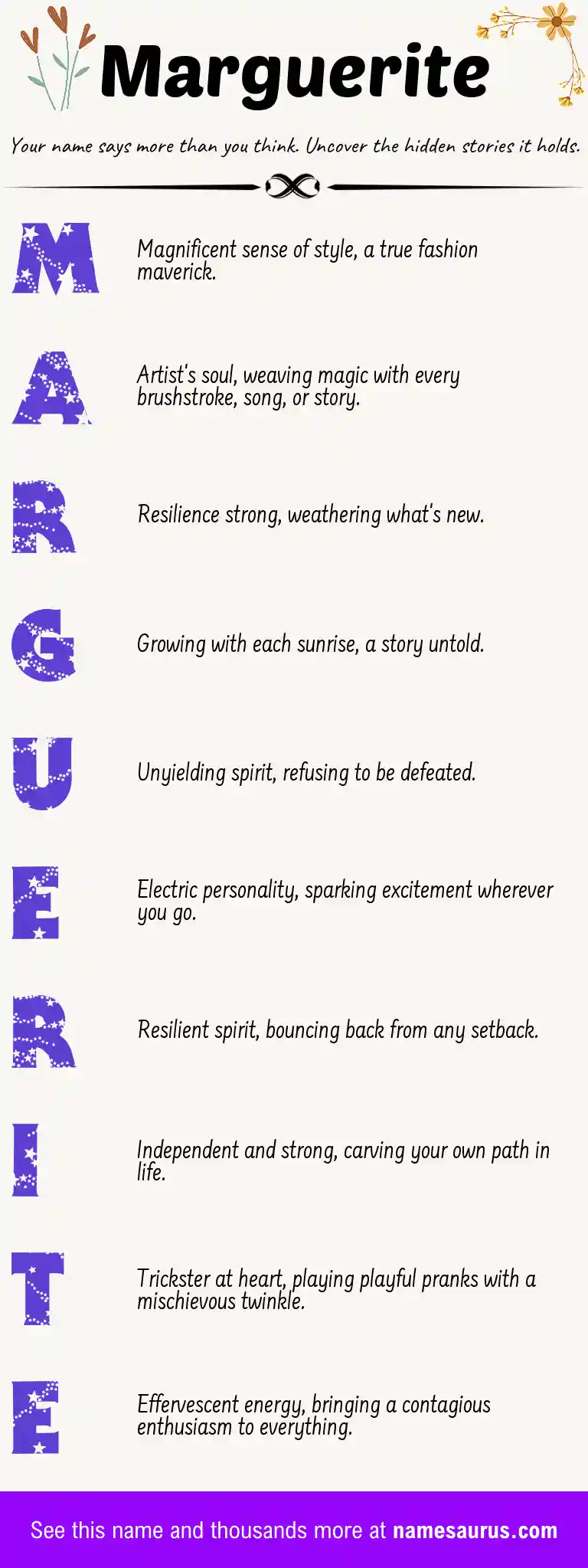 Acrostic poem about Marguerite.