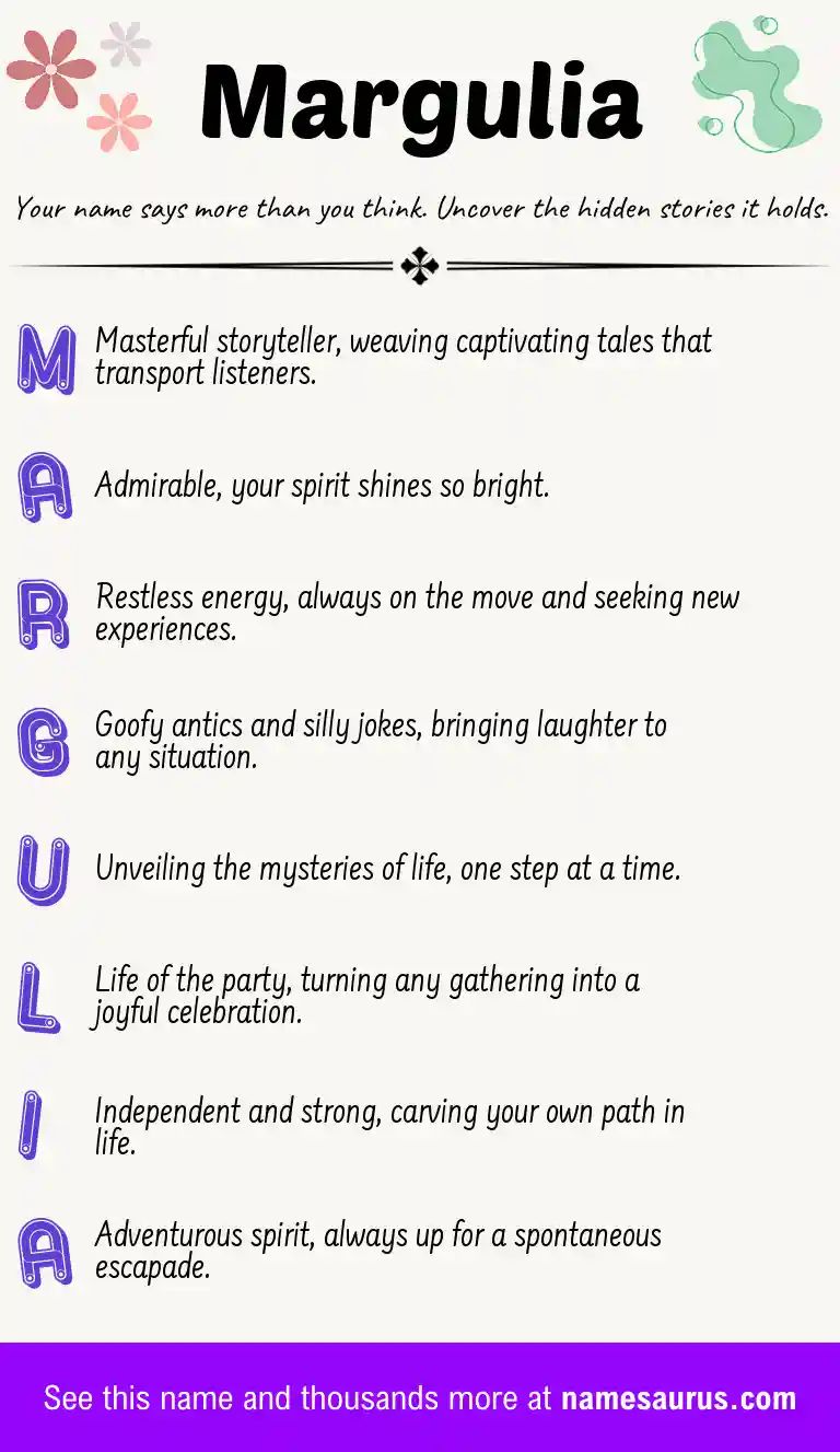 Acrostic poem about Margulia.
