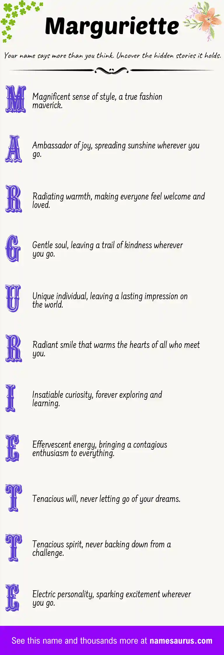 Acrostic poem about Marguriette.