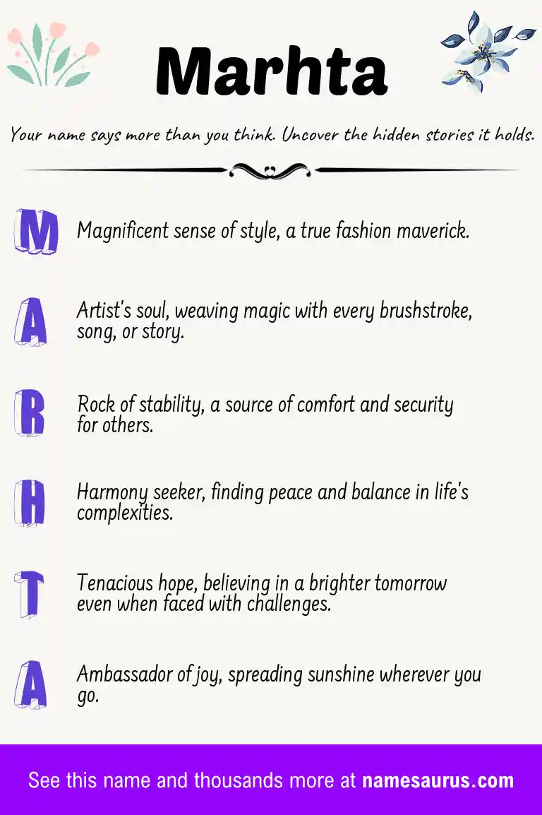 Acrostic poem about Marhta.