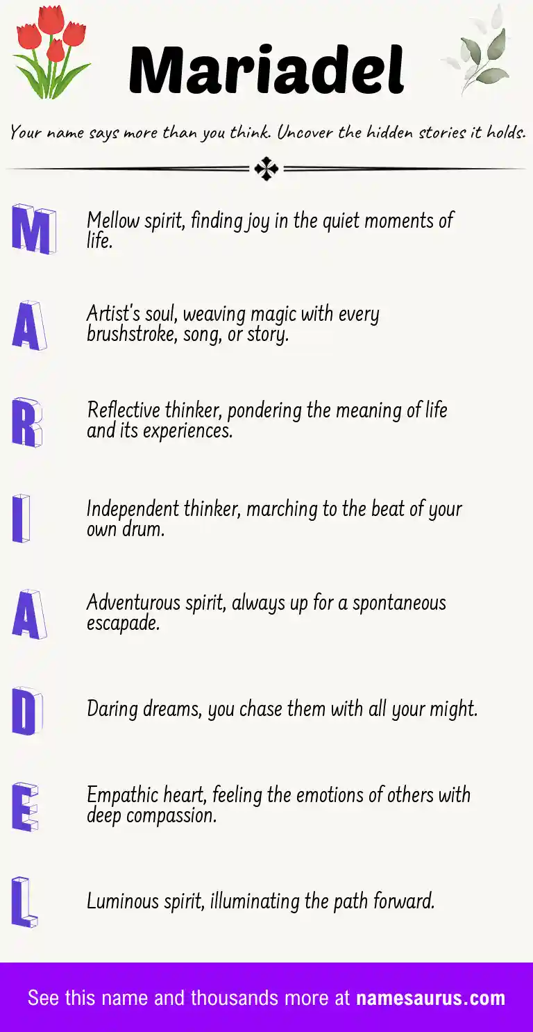 Acrostic poem about Mariadel.