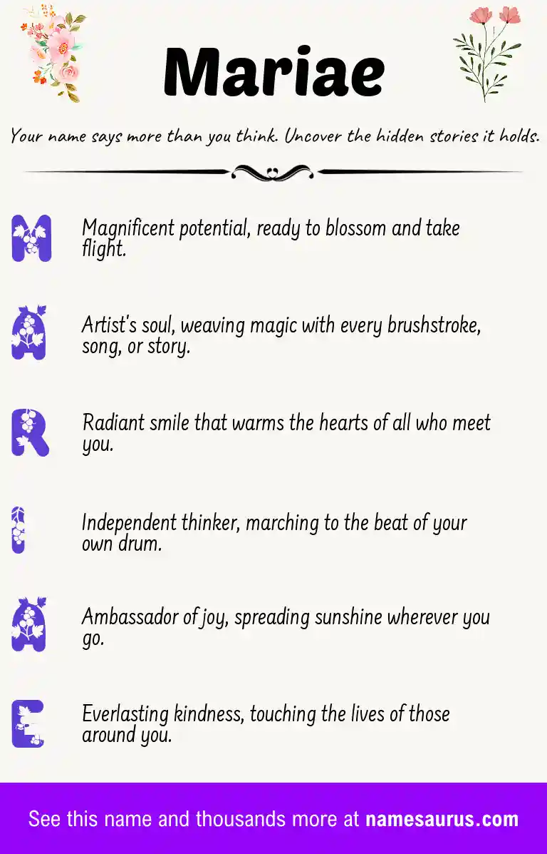 Acrostic poem about Mariae.