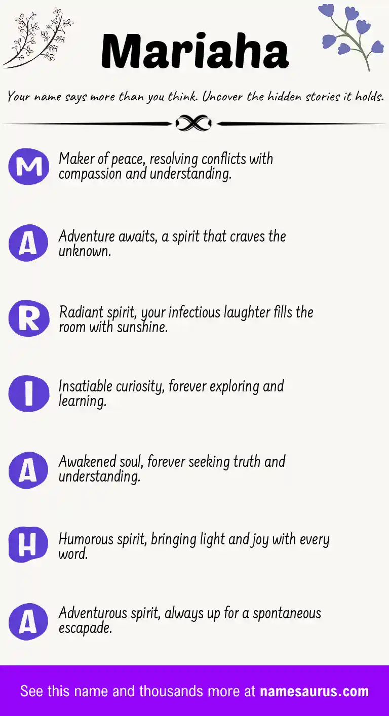 Acrostic poem about Mariaha.