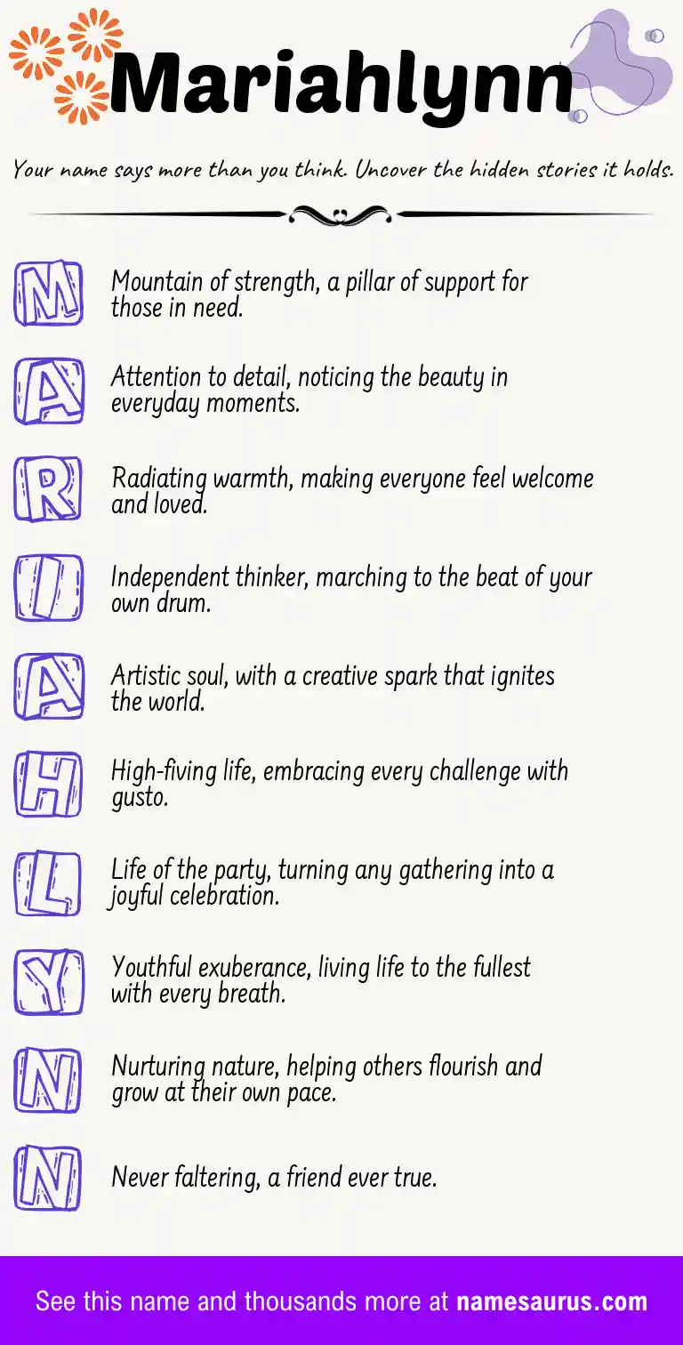 Acrostic poem about Mariahlynn.