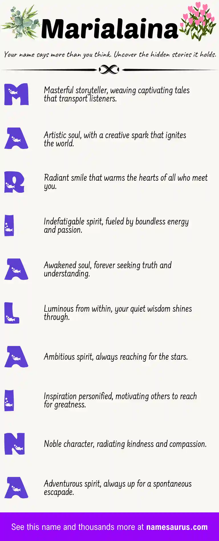 Acrostic poem about Marialaina.