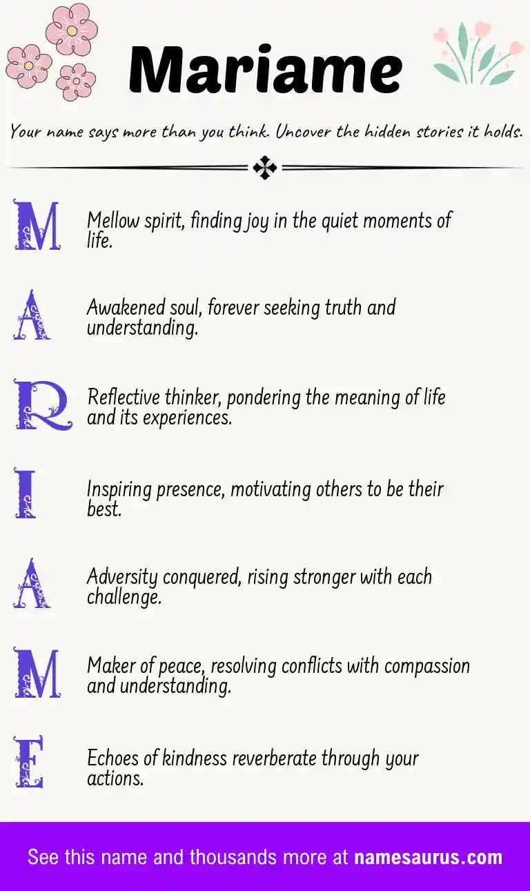 Acrostic poem about Mariame.
