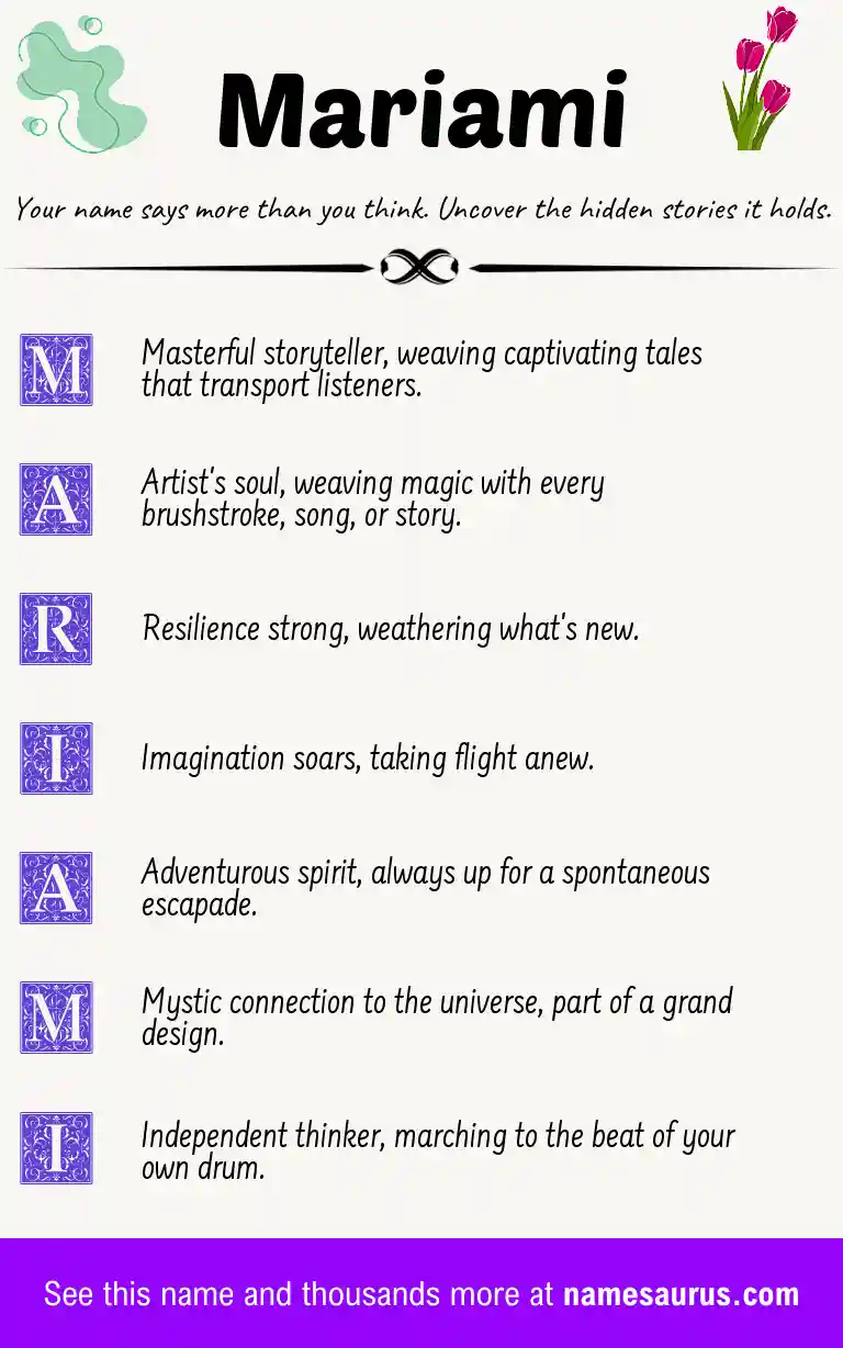 Acrostic poem about Mariami.