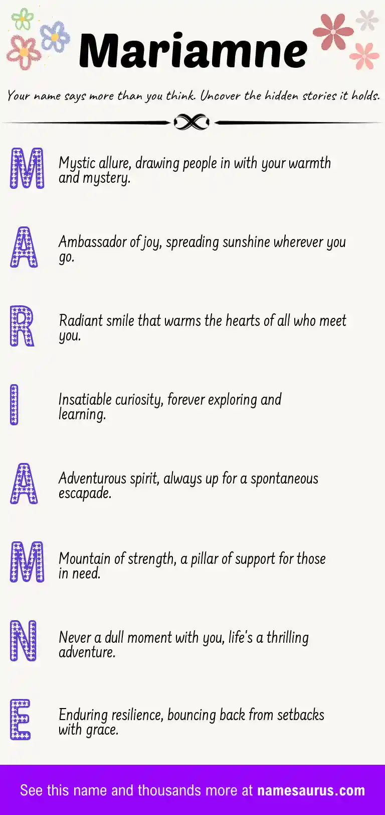 Acrostic poem about Mariamne.