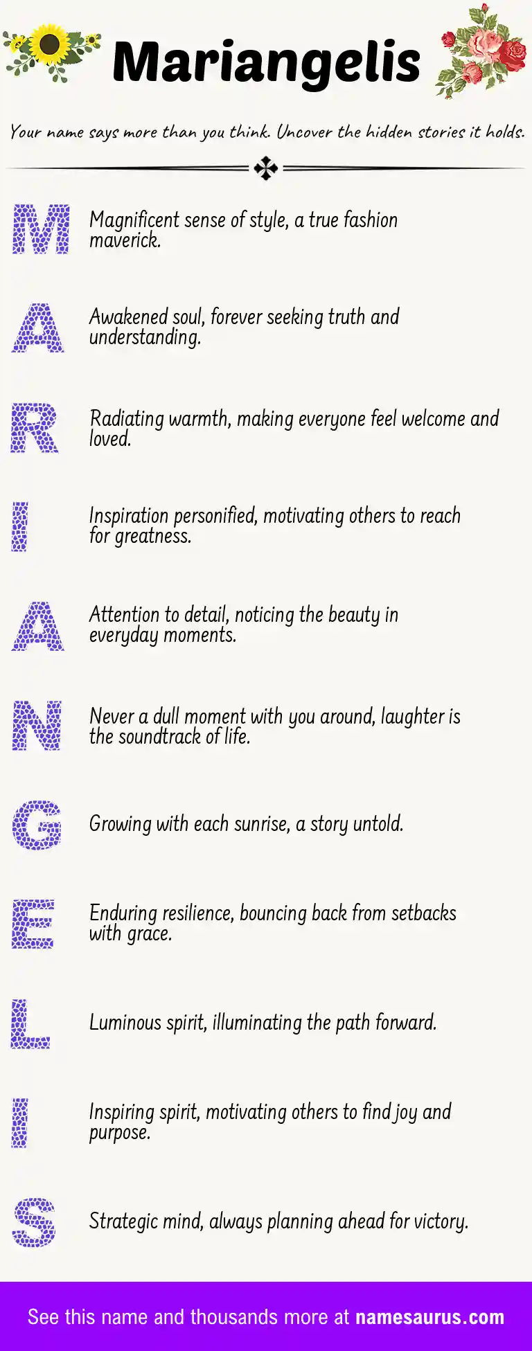 Acrostic poem about Mariangelis.
