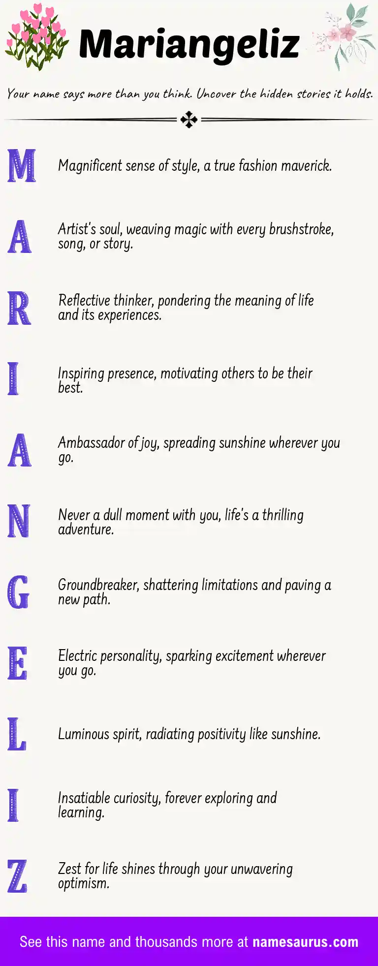 Acrostic poem about Mariangeliz.