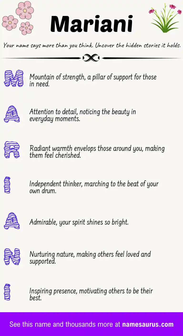 Acrostic poem about Mariani.