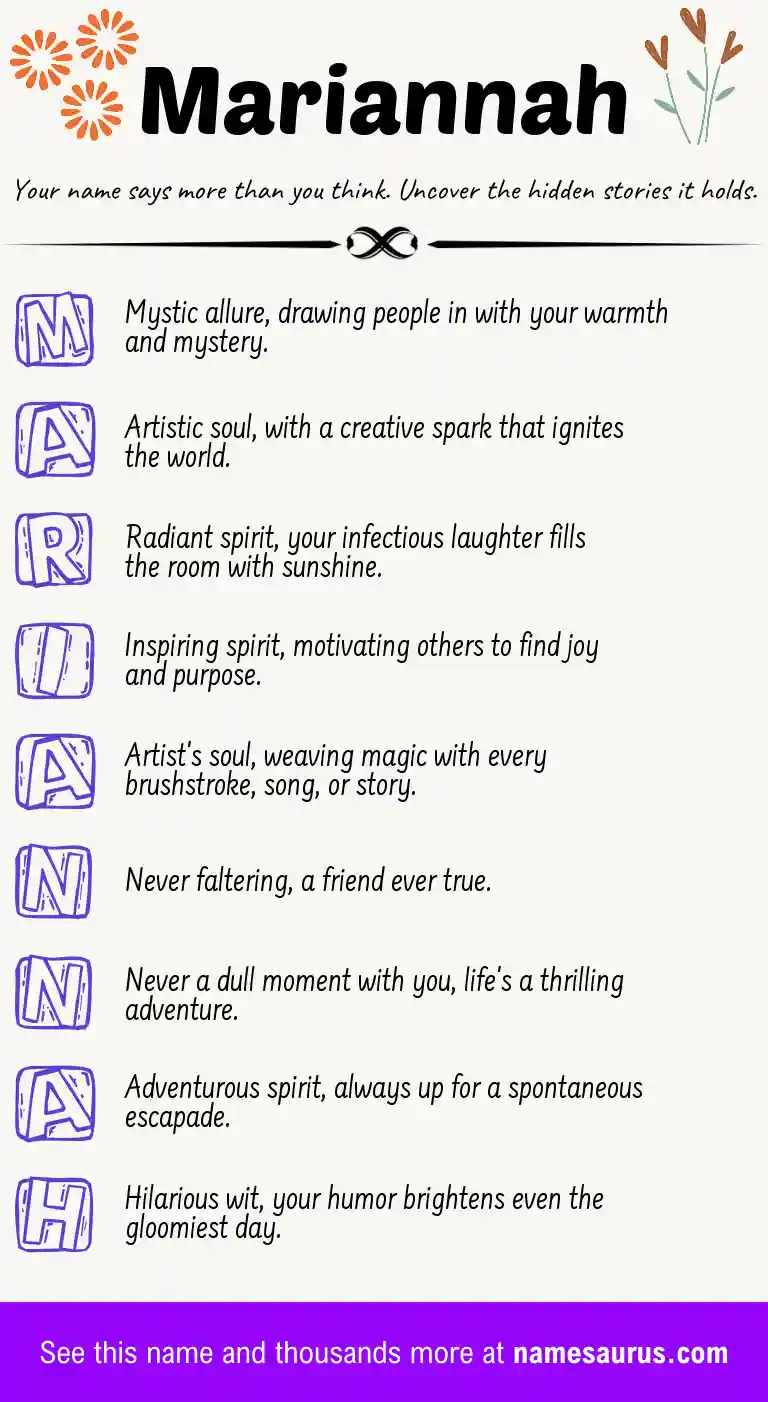 Acrostic poem about Mariannah.