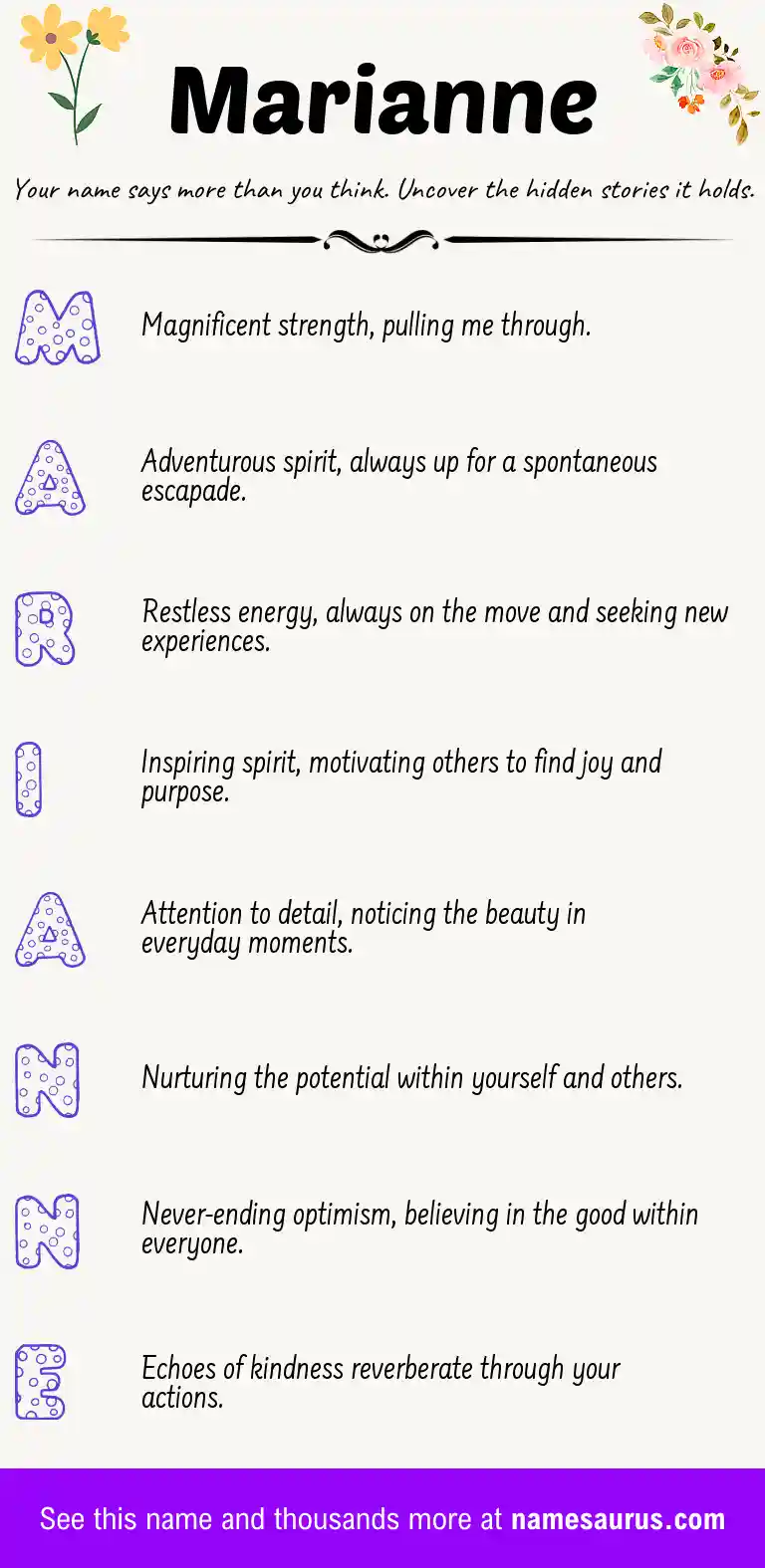 Acrostic poem about Marianne.
