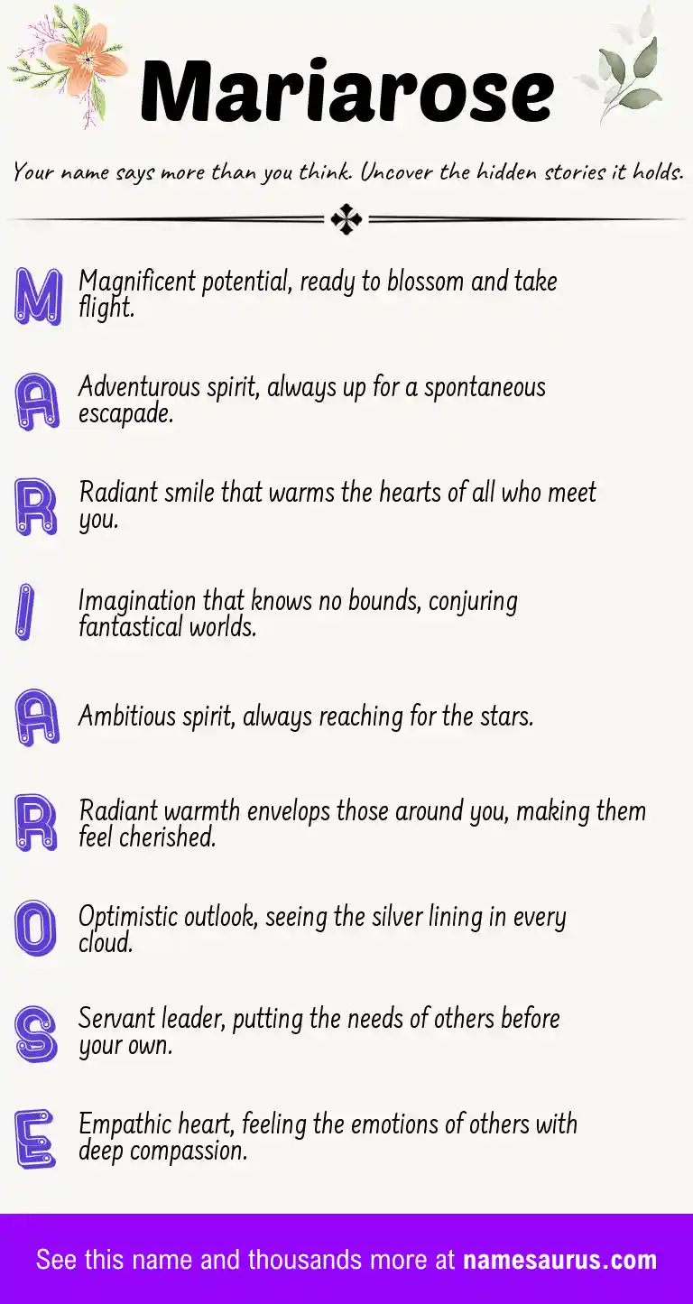 Acrostic poem about Mariarose.
