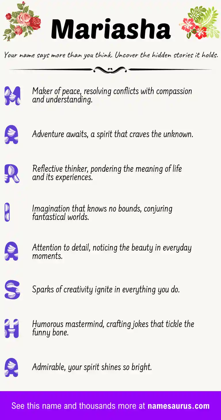 Acrostic poem about Mariasha.