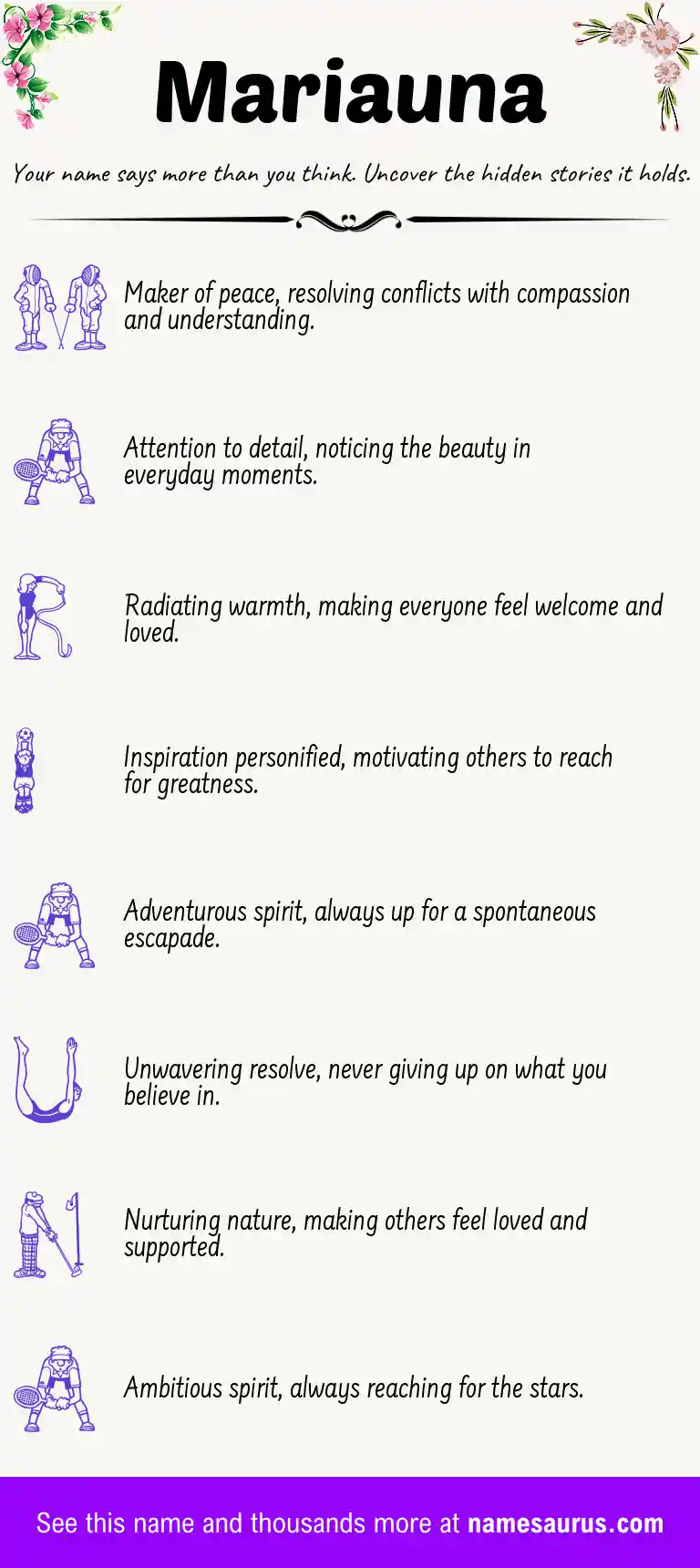 Acrostic poem about Mariauna.