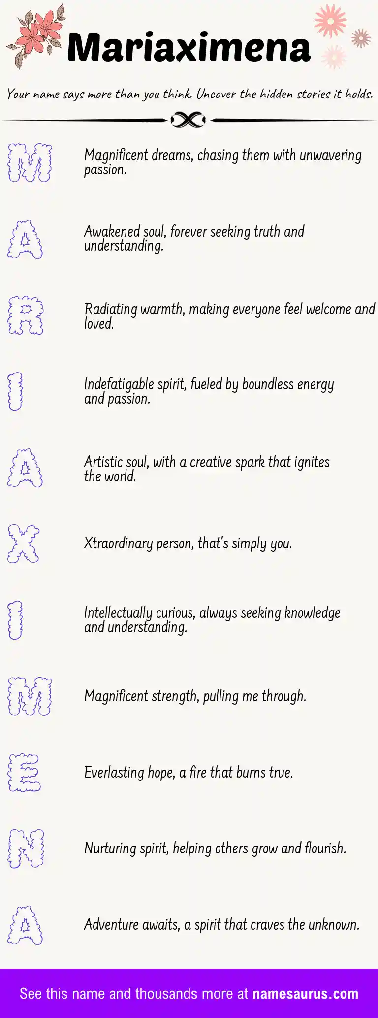 Acrostic poem about Mariaximena.