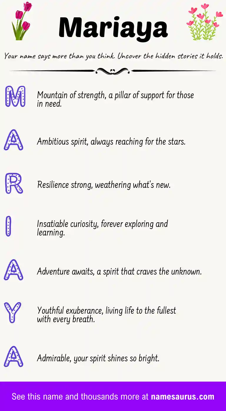 Acrostic poem about Mariaya.